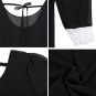 Women Black Long Sleeve Backless Chiffon Mini Dress