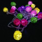 4M 20 Multicolor LED Sepak Takraw Rattan Ball String Light For Holiday Party Decoration