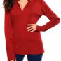 Cotton V-neck lapel T-shirt Casual Long Sleeve