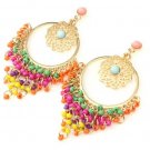 Colorful Bohemia Hollow Flower Tassel Statement Dangle Drop Earrings