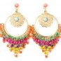 Colorful Bohemia Hollow Flower Tassel Statement Dangle Drop Earrings