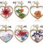 Gold Plated Glass Bottle Heart Dry Flower Pendant Necklace For Women