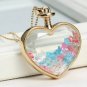 Gold Plated Glass Bottle Heart Dry Flower Pendant Necklace For Women
