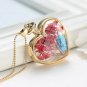 Gold Plated Glass Bottle Heart Dry Flower Pendant Necklace For Women