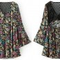 Women Vintage Floral Printed Back Lace Splicing Flare Sleeve Mini Dress