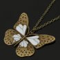 Vintage Bronze Butterfly Pendant Long Chain Necklace Women Jewelry