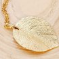 Gold Plated Leaf Pendant Long Chain Necklace For Women