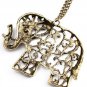 Vintage Elephant Pendant Necklace Long Chain