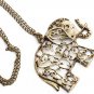 Vintage Elephant Pendant Necklace Long Chain