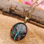 Vintage The Tree of Life Cabochon Bronze Alloy Chain Pendant Necklace