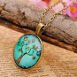 Vintage The Tree of Life Cabochon Bronze Alloy Chain Pendant Necklace