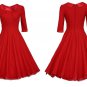 Women Vintage Half Sleeve Ruffle Hem Maxi Dress