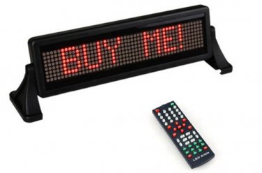 Mini 12V Car Scrolling Display Sign Light Remote Control Moving Stop Message Red