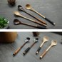 Long Handle Wooden Mixing Spoon Tie Wire Round Handle Ladle Stirring Spoon