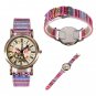 Women Flower Eiffel Tower Printed Denim Band Analog Wrist Watch