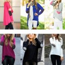 Autumn Women Glitter Patchwork Elbow Slim Knit Blouse Sweater Tops Long Sleeve