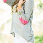 Autumn Women Glitter Patchwork Elbow Slim Knit Blouse Sweater Tops Long Sleeve