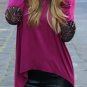 Autumn Women Glitter Patchwork Elbow Slim Knit Blouse Sweater Tops Long Sleeve