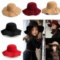 Kids Girls Caps Artificial Wool Hat Wide Brim Cloche Bowknot Trilby