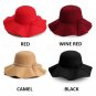 Kids Girls Caps Artificial Wool Hat Wide Brim Cloche Bowknot Trilby