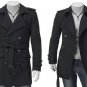 Mens Thicken Woolen Coat Double Breasted Long Sleeve Slim Fit British Style Outdoors Overcoat