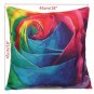 Abstract Art Rainbow Rose Flower Cotton Linen Pillow Case Home Sofa Cushion Cover