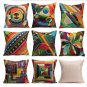 Colorful Geometric Pattern Cotton Linen Pillow Case Home Sofa Back Throw Cushion Cover