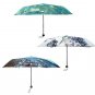Oil Painting Silver Glue Umbrella Cloth 3 Folding Manually Parasol Rain Umbrella