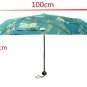 Oil Painting Silver Glue Umbrella Cloth 3 Folding Manually Parasol Rain Umbrella