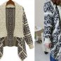Casual Lapel Geometric Pattern Long Sleeve Knit Sweater Cardigan