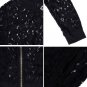 Lace Zipper Casual Hollow Out Long Sleeve Jacket