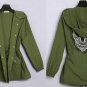 Unisex Loose Army Green Skull Belted Hooded Windbreaker