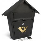 Wall-mounted Iron Art Mailbox Garden Lockable Letter Newspaper Post Box With Keys