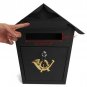 Wall-mounted Iron Art Mailbox Garden Lockable Letter Newspaper Post Box With Keys