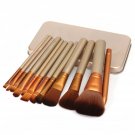 12pcs Professional Women Makeup Lip Eyeshadow Foundation Brushes with Metal Case