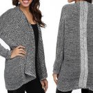 Sweater Grey Long Sleeve Thin Knitted Cardigan Irregular Winter Mix