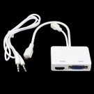 White MHL to HDMI VGA Splitter Adapter 3.5mm Cable for Samsung Galaxy S2
