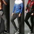 Casual Zipper Pocket Decoration Slacks Men Slim Sports Pants
