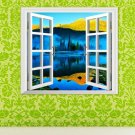 3D Artificial Window Lake View 3D Wall Decals Mountain View Stickers Home Wall Decor Gift