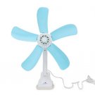 220V 8W Portable Light Blue Ultra-quiet 5 Leaves Electric Clip Fan Breezer Cooler