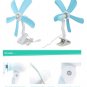 220V 8W Portable Light Blue Ultra-quiet 5 Leaves Electric Clip Fan Breezer Cooler