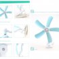 220V 8W Portable Light Blue Ultra-quiet 5 Leaves Electric Clip Fan Breezer Cooler