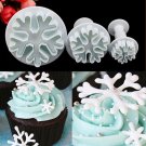 3PCS XMAS Snowflake Fondant Cake Cutter Plunger Gum Paste Decor Mold Sugarcraft