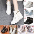 Womens Girls Lace-up Ankle Boots Canvas Shoes Flats Sneakers Outerdoor Sports