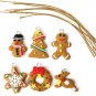 6 pcs Cute Gold Christmas Tree Keychain Hanging Ornament Polymer Clay Decoration