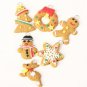 6 pcs Cute Gold Christmas Tree Keychain Hanging Ornament Polymer Clay Decoration