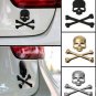 3D Skeleton Skull Bone Emblem Badge Logo Metal Sticker Decal