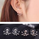 925 Silver Needle Leaves Cubic Zircon Crystal Stud Earrings
