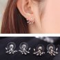 925 Silver Needle Leaves Cubic Zircon Crystal Stud Earrings