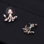 925 Silver Needle Leaves Cubic Zircon Crystal Stud Earrings